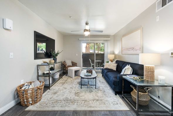 Las Vegas apartment for rent - a living room with a couch and a coffee table