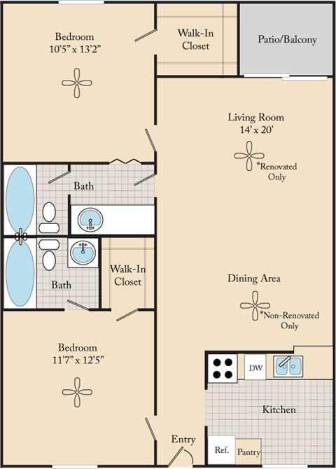 Floor plan for studio, 1 bath, 440 sqft
