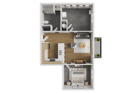 Floor plan for 1 bed, 1 bath, 811 sqft