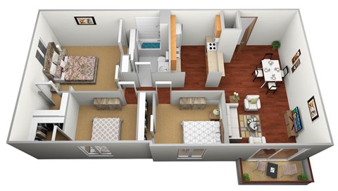 Floor plan for 3 beds, 1 bath, 1140 sqft