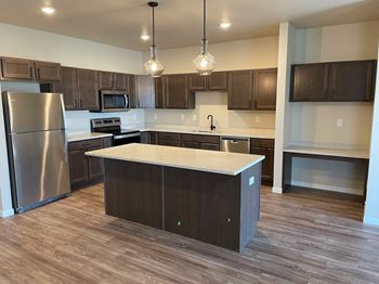 Kitchen with modern lighting