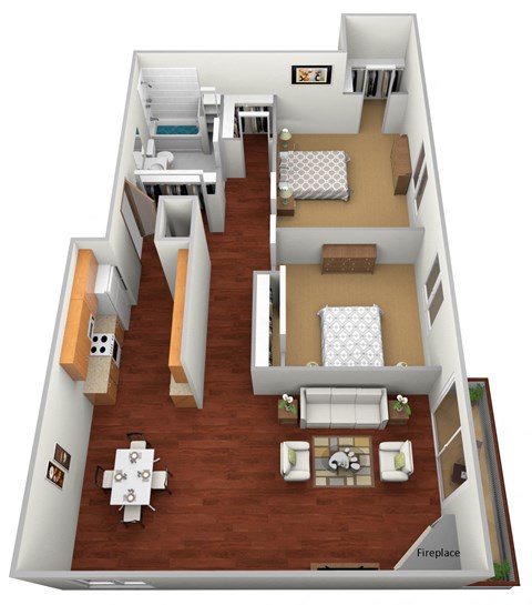Floor plan for 2 beds, 1 bath, 1162 sqft