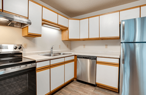 Coon Rapids apartment for rent - Kitchen with stainless steel appliances at Redwood Estates, Coon Rapids, Minnesota, 55433