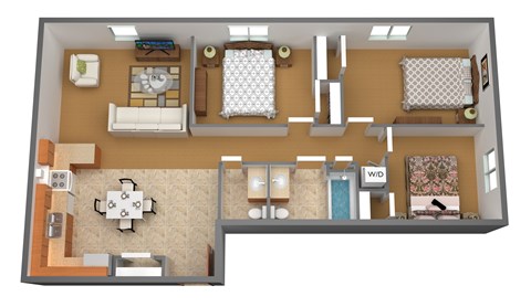 Floor plan for 3 beds, 1.5 baths, 1081 sqft