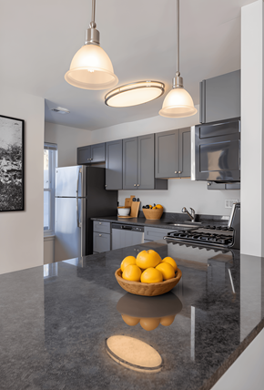Feasterville apartment for rent - A kitchen with a bowl of lemons on the counter.