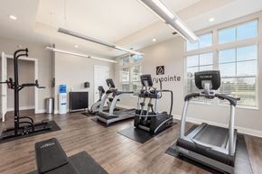 Hilliard apartment for rent - A gym with treadmills, elliptical machines, and a weight machine.