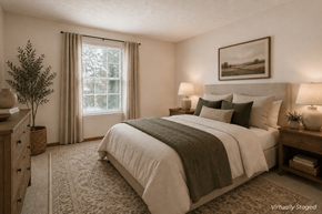 Powell apartment for rent - A bedroom with a large bed and a painting on the wall.