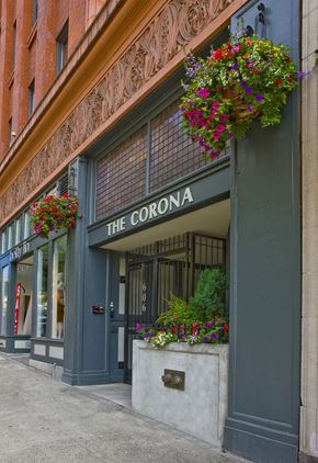 Seattle apartment for rent - a building with a sign that reads the corona on it