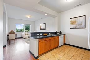 Chicago apartment for rent - a large kitchen with a sink and a counter top