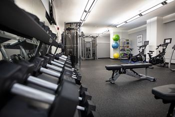 24-Hour fitness center with free weights