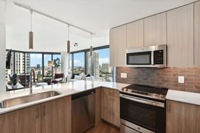 Chicago apartment for rent - a kitchen with a sink and a stove and a window at Cassidy on Canal, Chicago