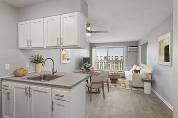 Open concept living space with modern kitchen