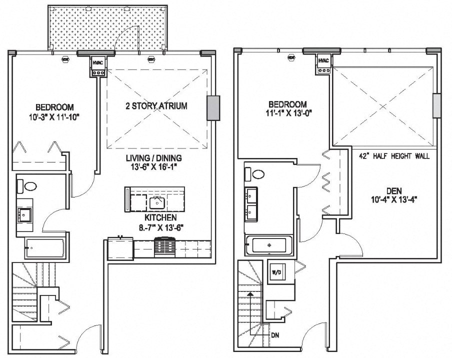 Floor plan for 2 beds, 2 baths, 1429 sqft