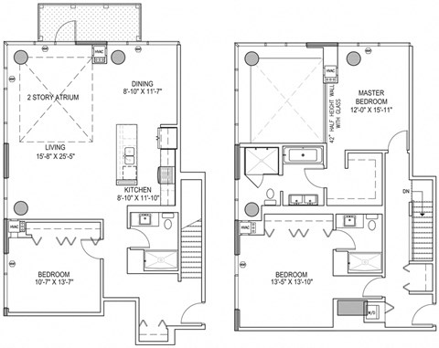 Floor plan for 2 beds, 2 baths, 2075 sqft