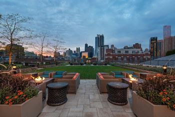 Private terrace area, sundeck fountains, and landscaped river walk - chicago's only backyard in the sky!