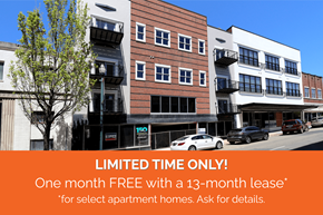 Johnson City apartment for rent - Apartment complex with a sign offering a free month with a 13-month lease.