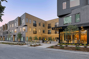 Denver apartment for rent - A modern building with the name AYDEN on the front.