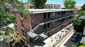 Denver apartment for rent - an aerial view of an apartment building with stairs