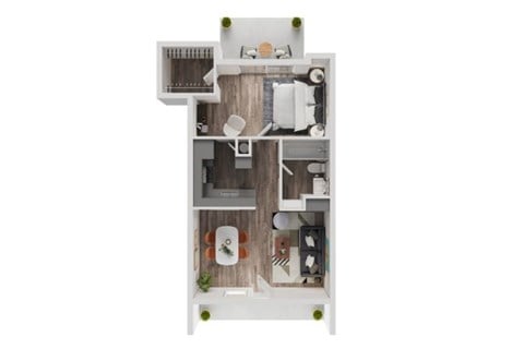 Floor plan for 1 bed, 1 bath, 560 sqft