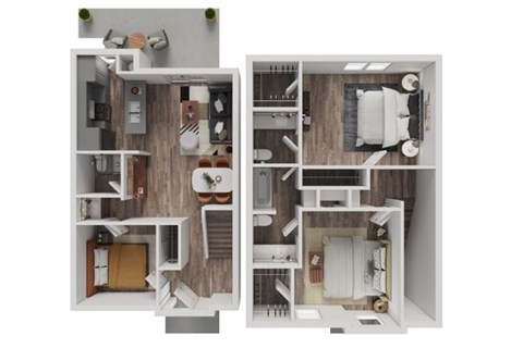 Floor plan for 3 beds, 2.5 baths, 1460 sqft