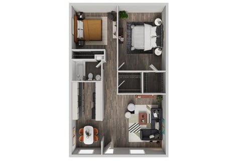 Floor plan for 2 beds, 1 bath, 936 sqft