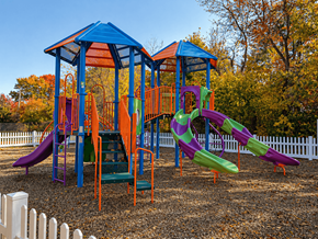 Franklin apartment for rent - A playground with a blue roof and a purple slide.