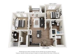 Belville apartment for rent - a 2 bedroom floor plan