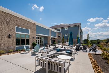 Outdoor bbq area with seating