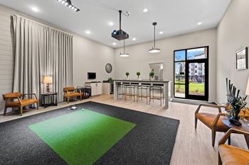 Modern golf simulator room view