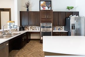San Antonio apartment for rent - a kitchen with stainless steel appliances and a white counter top