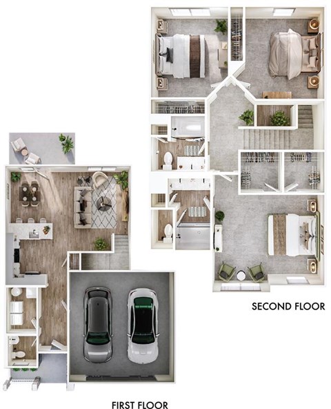 Floor plan for 3 beds, 2.5 baths, 1762 sqft