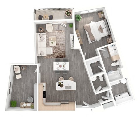 Floor plan for 1 bed, 1.5 baths, 1160 sqft
