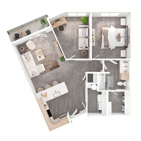 Floor plan for 1 bed, 1 bath, 1063 sqft