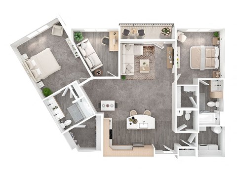 Floor plan for 2 beds, 2.5 baths, 1467 sqft
