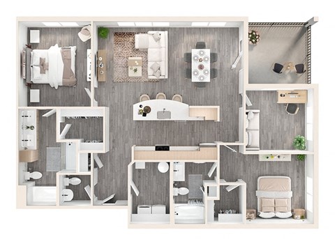 Floor plan for 2 beds, 2.5 baths, 1613 sqft