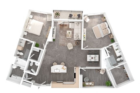 Floor plan for 2 beds, 2.5 baths, 1586 sqft