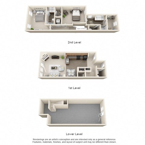 Floor plan for 2 beds, 2.5 baths, 1187 sqft