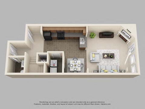 Floor plan for 2 beds, 2.5 baths, 1198 sqft
