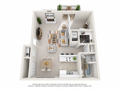 Floor plan for studio, 1 bath, 550 sqft