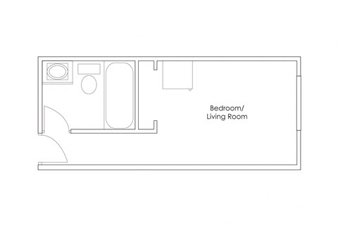 Floor plan for studio, 1 bath, 245 sqft