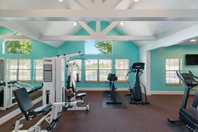Norwalk apartment for rent - a gym with weights and other exercise equipment and windows