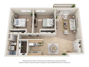 Davenport apartment for rent - a 3 bedroom floor plan with a bathroom and a living room