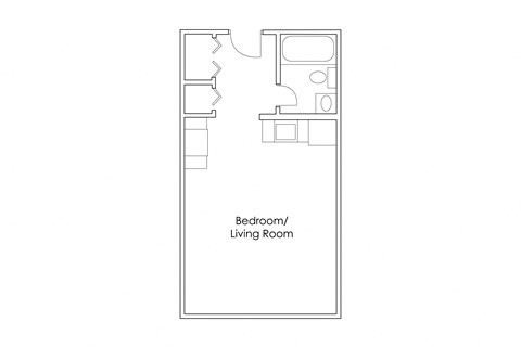 Floor plan for studio, 1 bath, 338 sqft