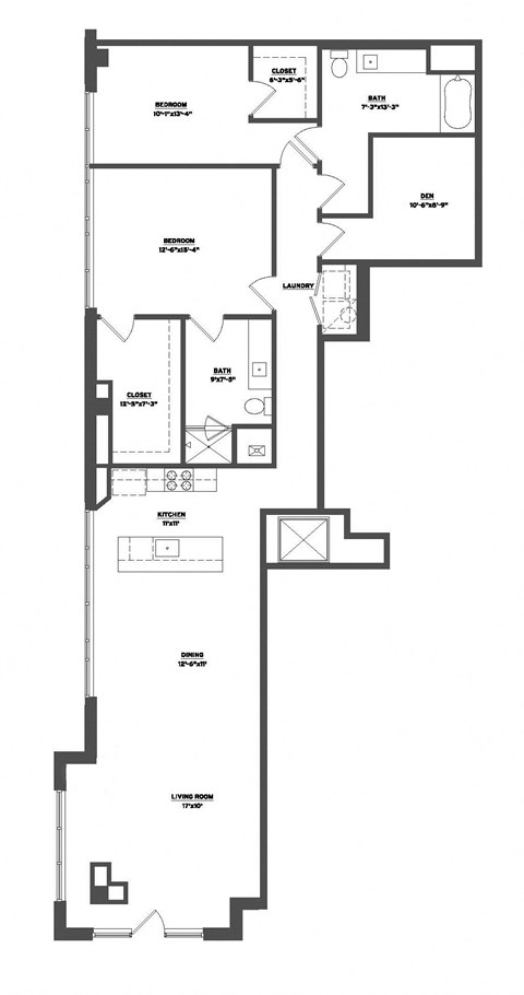 Floor plan for 2 beds, 2 baths, 1576 sqft