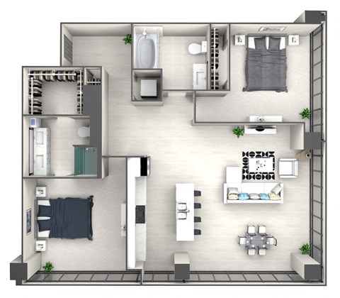 Floor plan for 2 beds, 2 baths, 1150 sqft