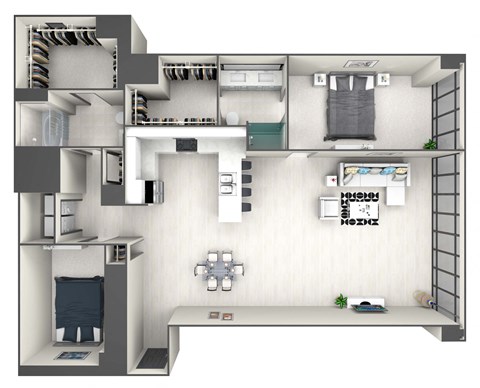 Floor plan for 2 beds, 2 baths, 1572 sqft