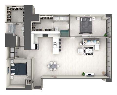 Floor plan for 2 beds, 2 baths, 1572 sqft