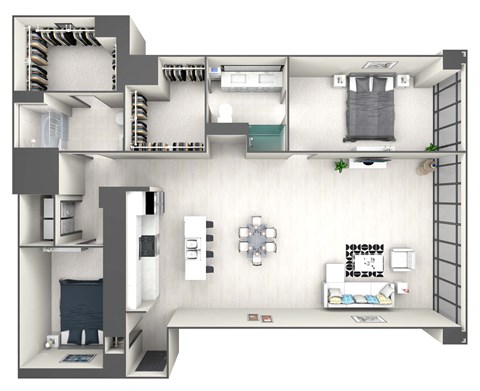 Floor plan for 2 beds, 2 baths, 1572 sqft