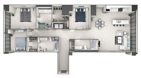 Floor plan for 3 beds, 3 baths, 1561 sqft