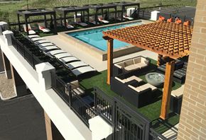 Carmel apartment for rent - A pool with a wooden pergola over it at The Olivia Apartments, Indiana, 46032